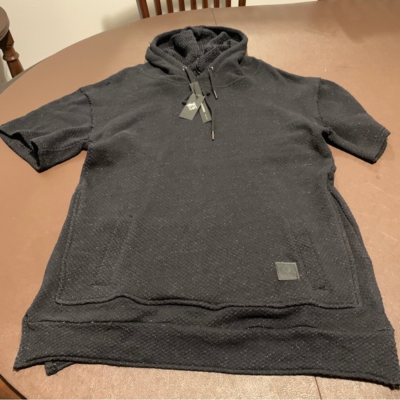 NEW! 8IGHTH DSTRKT Black Hoodie Shirt Size XL Worn Torn Look style. - Picture 1 of 9